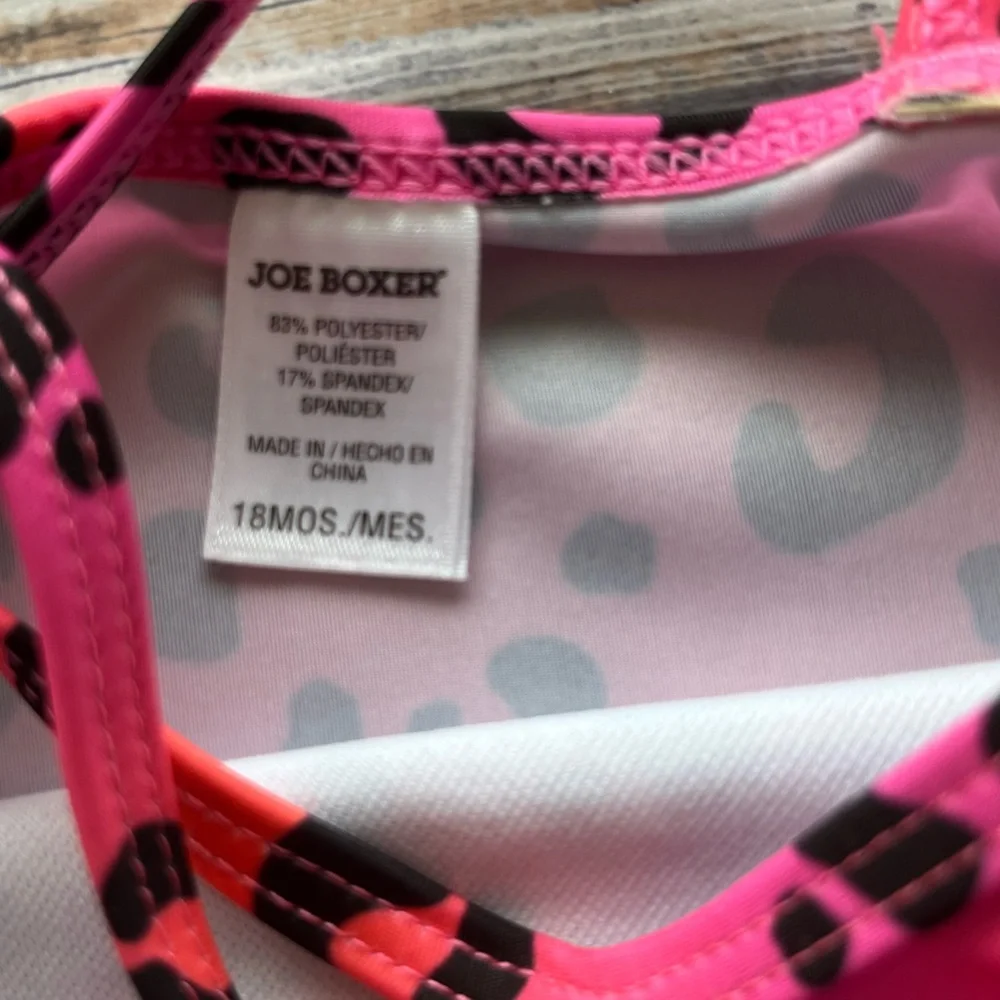 JOE Boxer pink orange leopard one piece swimsuit 18 months